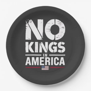No Kings in America Patriotic American Flag Paper Plates