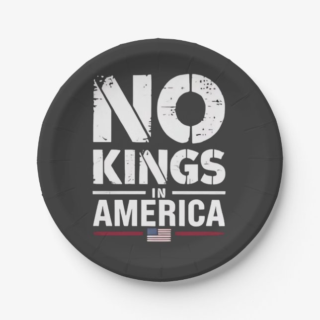 No Kings in America Patriotic American Flag Paper Plates (Front)