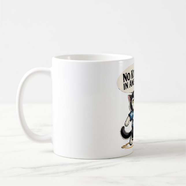 No Kings in America Patriotic Cat Coffee Mug (Left)