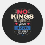 No Kings In America Retro Classic Classic Round Sticker