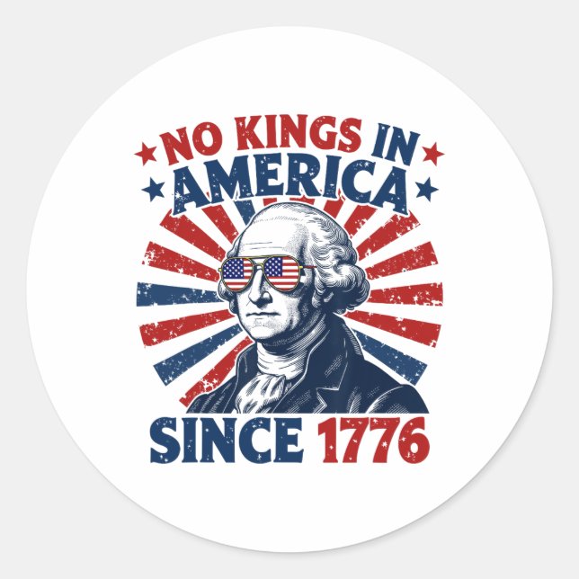 No Kings In America Since 1776 Distressed Flag Usa Classic Round Sticker (Front)