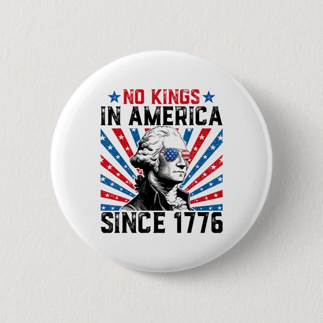 No Kings In America Since 1776 Distressed Usa Flag Button (Front)