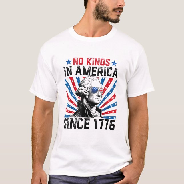 No Kings in America Since 1776 Distressed USA Flag T-Shirt (Front)