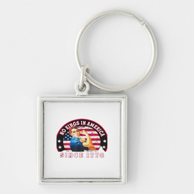 No Kings In America Since 1776 USA Flag Save  Esse Keychain (Front)