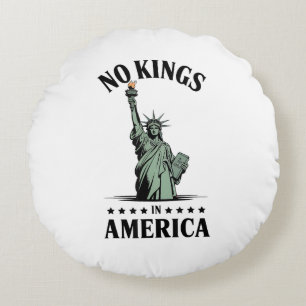 No Kings in America Statue of Liberty Round Pillow