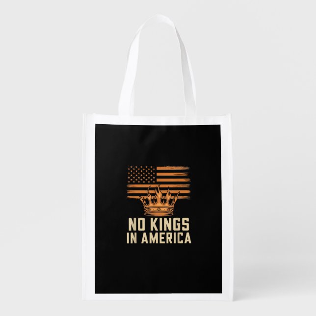 No Kings In America United States Independence Cre Grocery Bag (Front)