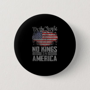 No Kings In America US Flag Vintage Artistic Graph Button