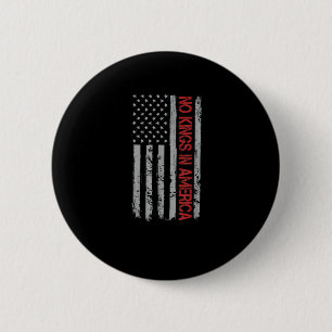 No Kings In America US Flag Vintage Retro Style Button
