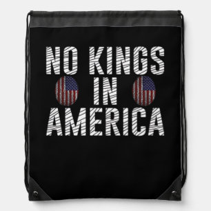 No Kings In America USA Flag Fingerprint Creative Drawstring Bag
