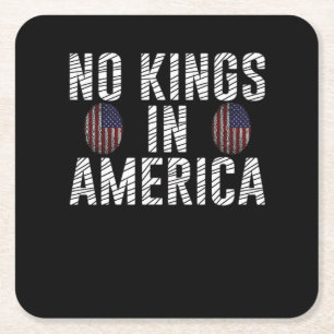 No Kings In America USA Flag Fingerprint Creative Square Paper Coaster
