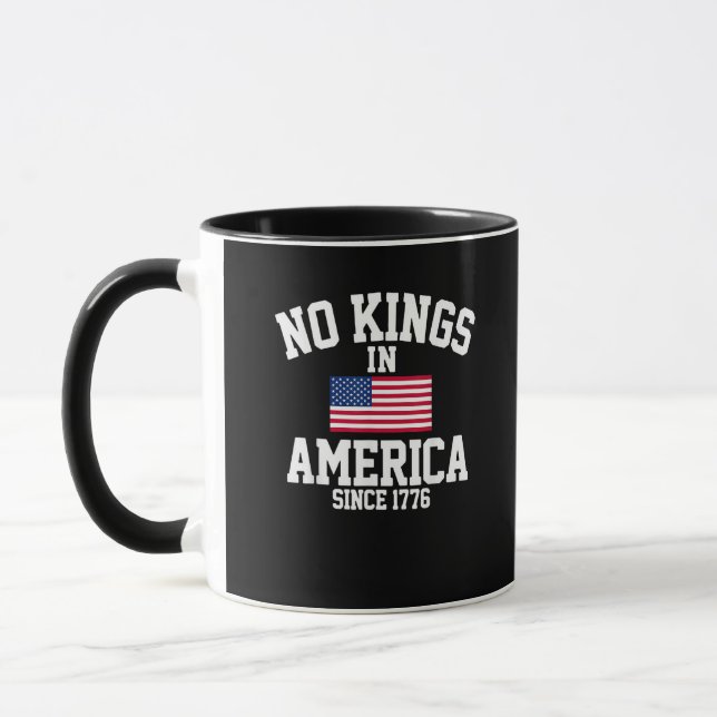 No Kings In America USA Flag Retro Cool Style Mug (Left)
