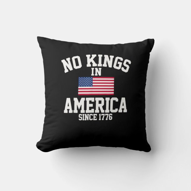 No Kings In America USA Flag Retro Cool Style Throw Pillow (Front)