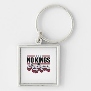 No Kings In America USA Patriotic Design Keychain
