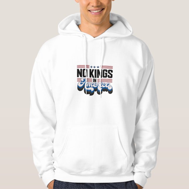No Kings In America USA Retro Classic Hoodie (Front)