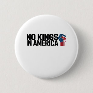 No Kings In America USA Vintage Graphic Button