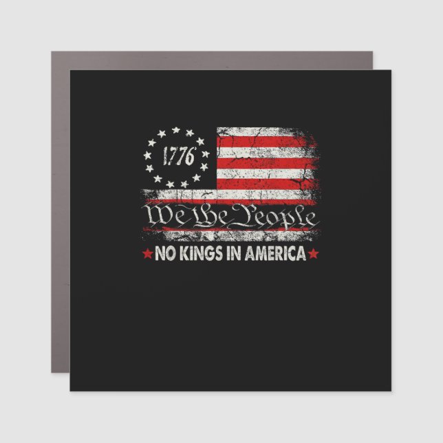 No Kings In America We The People Retro Cool Car Magnet (Front)