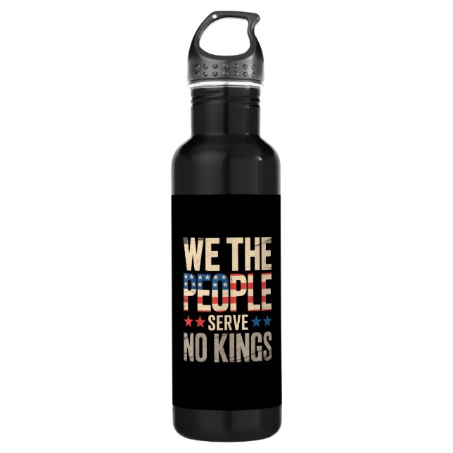 No Kings In America We The People Stainless Steel Water Bottle (Front)