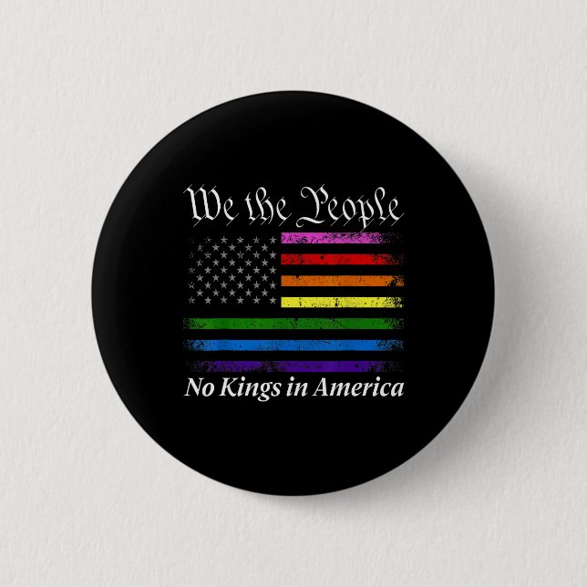 No Kings In America We The People Us Flag  Button (Front)
