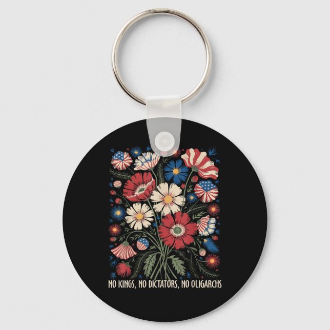 No Kings No Dictators No Oligarchs In America Funn Keychain (Front)