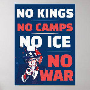 No Kings No ICE No Camps No War Poster