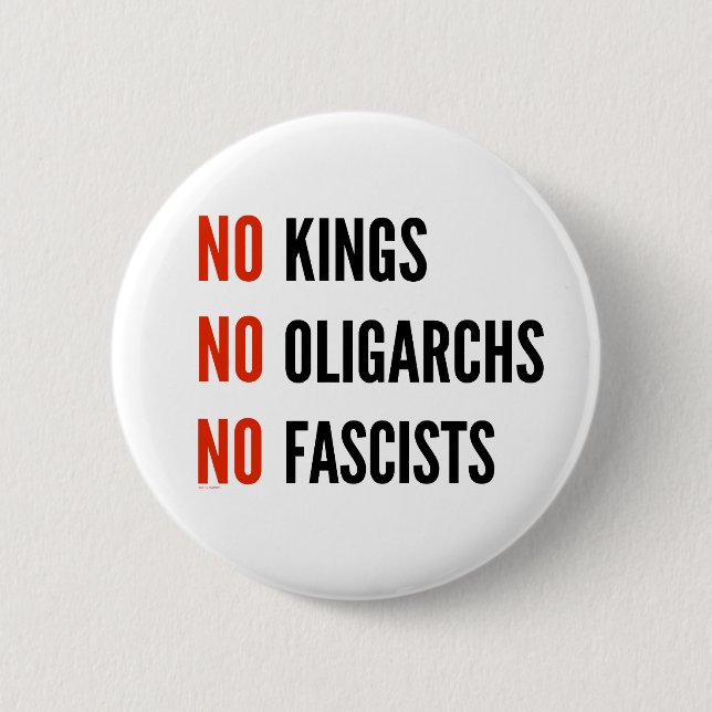 No Kings Oligarchs Fascists Button (Front)
