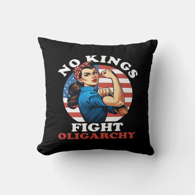 No Kings Oligarchy Retro Classic Throw Pillow (Front)