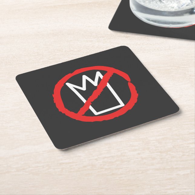 No kings protest crown logo square paper coaster (Angled)