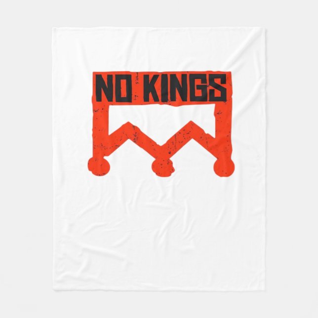 No Kings Protest Graphic Grunge Crown  American Cl Fleece Blanket (Front)