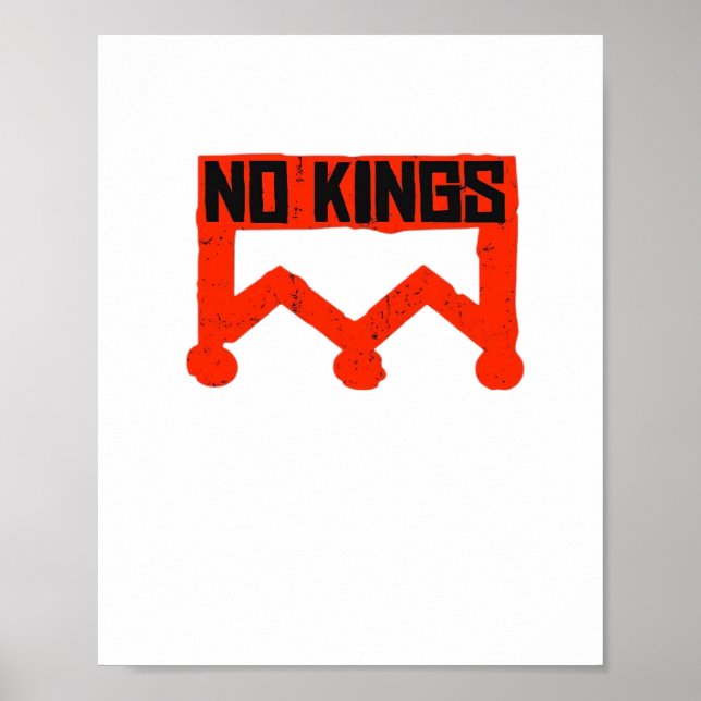 No Kings Protest Graphic Grunge Crown  American Cl Poster (Front)