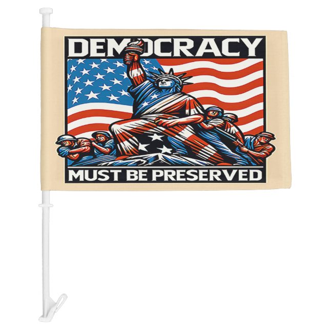 No Kings Save Democracy  Car Flag (Front)