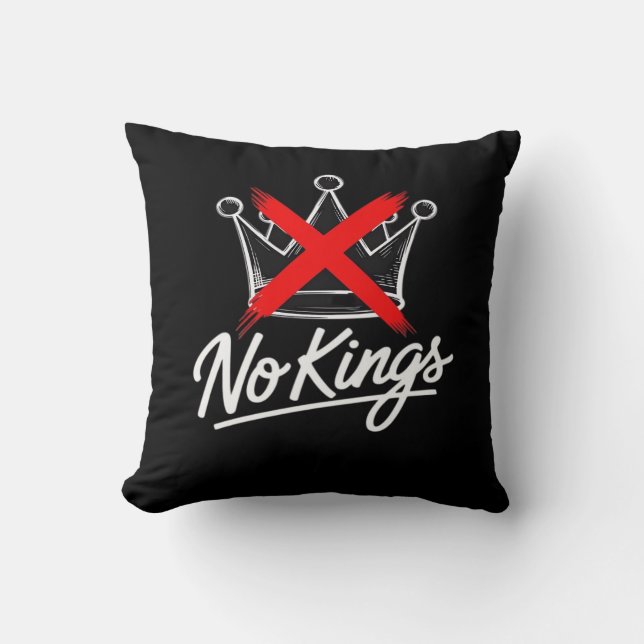 No Kings Simple Crown With Cross Artistic Design Throw Pillow (Front)