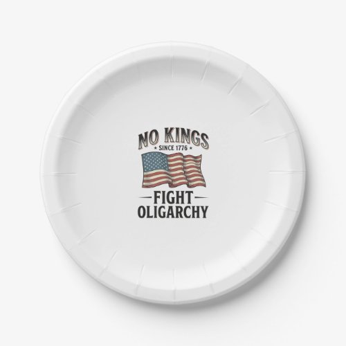 No Kings Since 1776 Fight Oligarchy Vintage Design Paper Plates