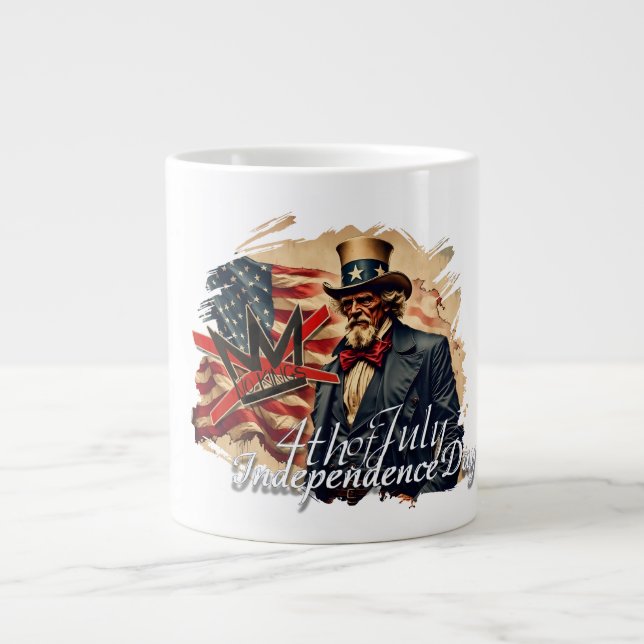 No Kings Uncle Sam Independence Day Art Giant Coffee Mug (Front)