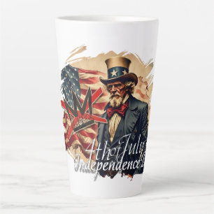 No Kings Uncle Sam Independence Day Art Latte Mug