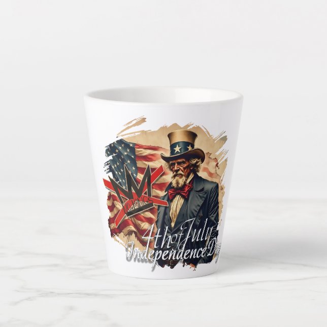 No Kings Uncle Sam Independence Day Art Latte Mug (Front)