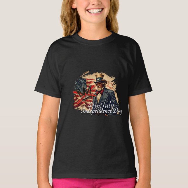No Kings Uncle Sam Independence Day Art T-Shirt (Front)