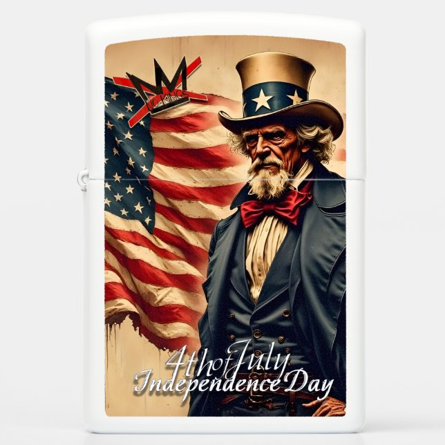No Kings Uncle Sam Independence Day Art Title Zippo Lighter (Front)
