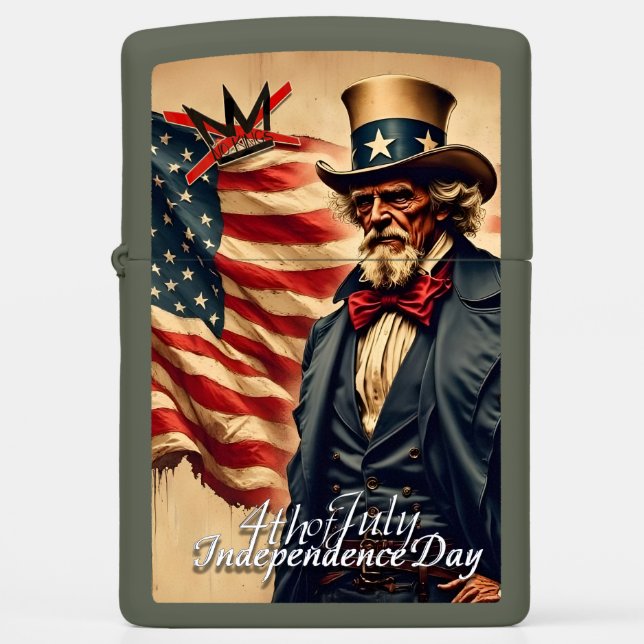 No Kings Uncle Sam Independence Day Art Zippo Lighter (Front)