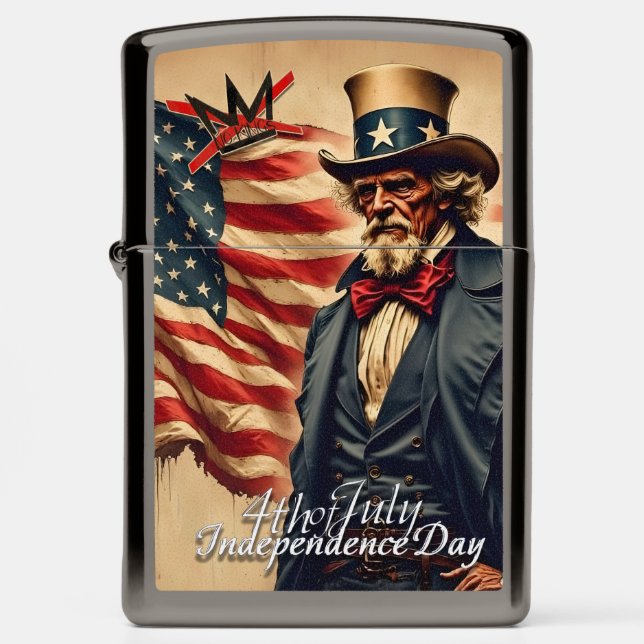 No Kings Uncle Sam Independence Day Art Zippo Lighter (Front)