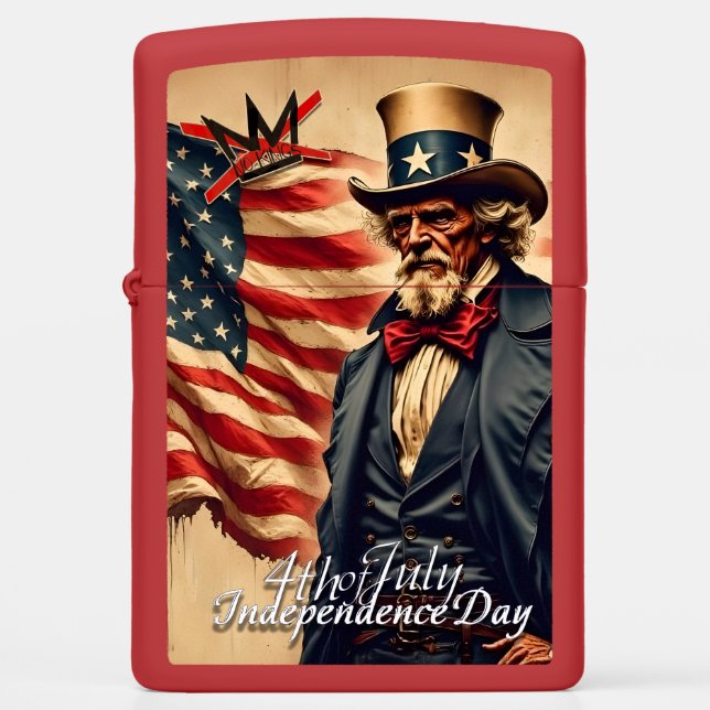 No Kings Uncle Sam Independence Day Art Zippo Lighter (Front)