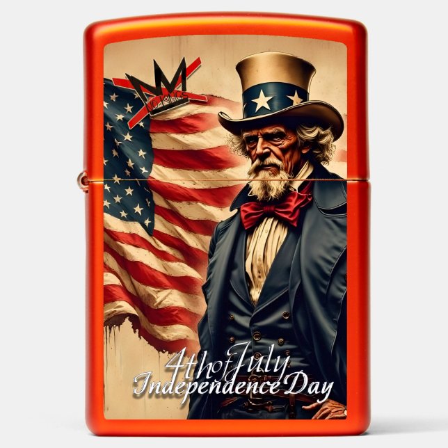 No Kings Uncle Sam Independence Day Art Zippo Lighter (Front)