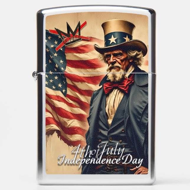 No Kings Uncle Sam Independence Day Art Zippo Lighter (Front)