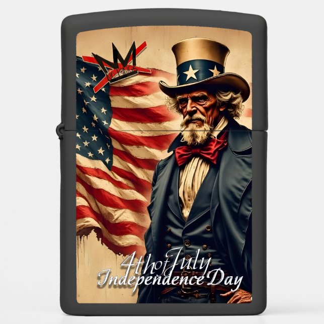 No Kings Uncle Sam Independence Day Art Zippo Lighter (Front)