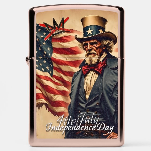 No Kings Uncle Sam Independence Day Art Zippo Lighter (Front)