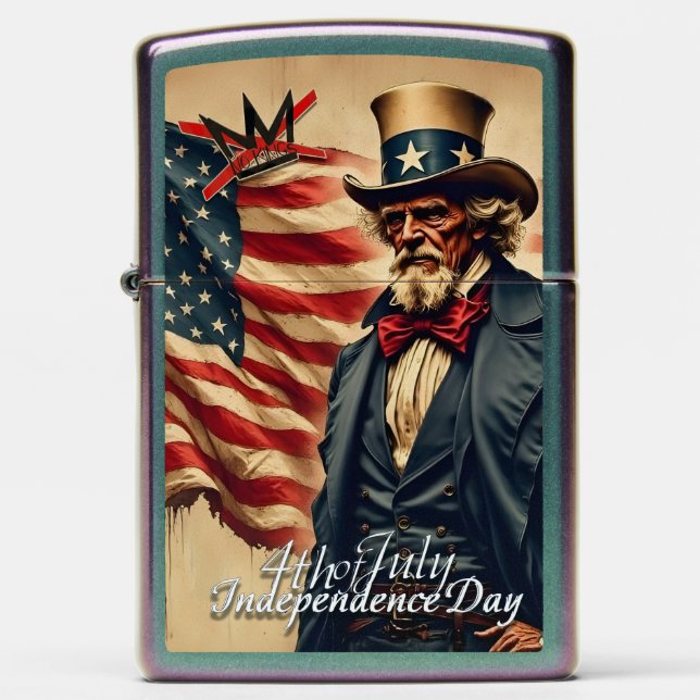 No Kings Uncle Sam Independence Day Art Zippo Lighter (Front)