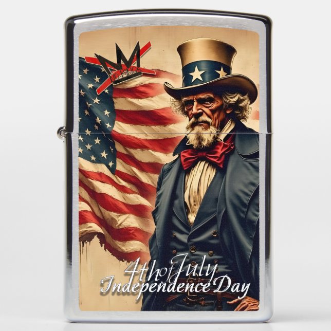 No Kings Uncle Sam Independence Day Art Zippo Lighter (Front)