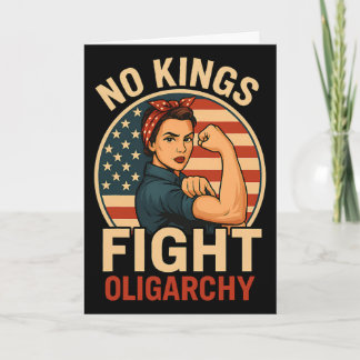 No Kings Womens Retro Patriotic Woman Liberty 4th Card