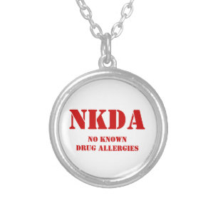 NO KNOWN DRUG ALLERGIES SILVER PLATED NECKLACE