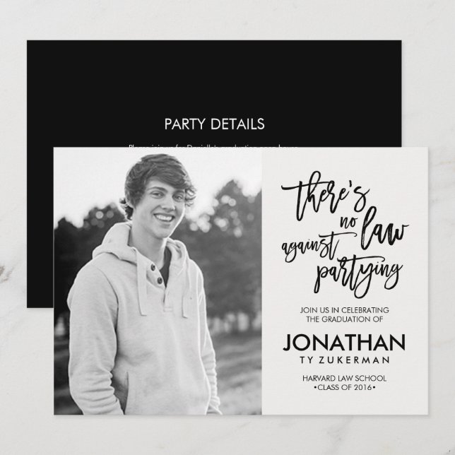 No Law Against Partying Graduation Invitation (Front/Back)