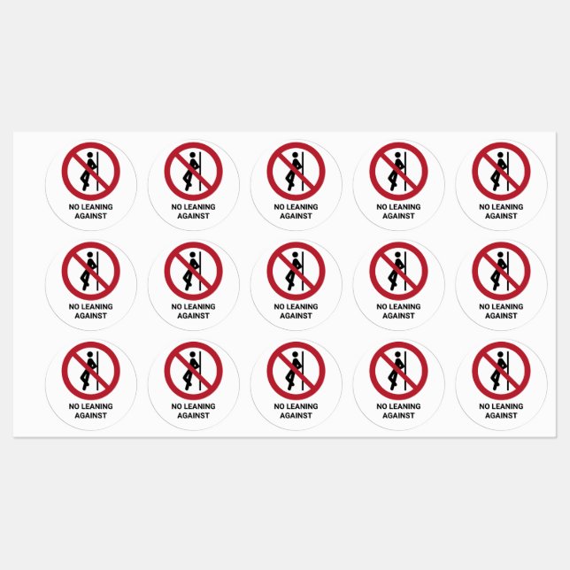 No Leaning Against, Prohibition Sign Labels (Sheet)